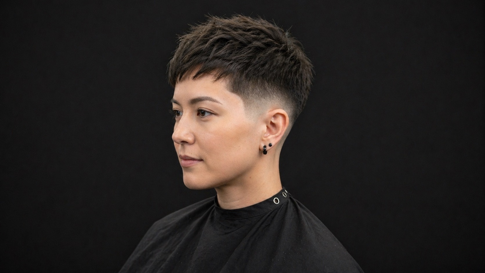Piecey Crop With Mid Skin Fade — side profile barber reference photo showing the fade line and top shape