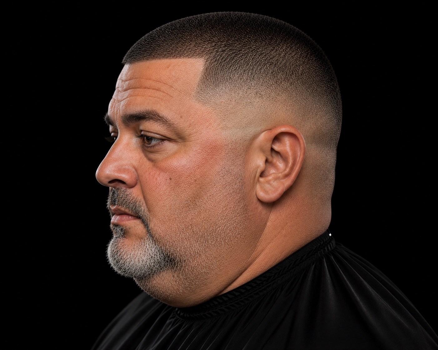 Induction Cut With High Bald Fade And Hard Part — side profile barber reference photo showing the fade line and top shape