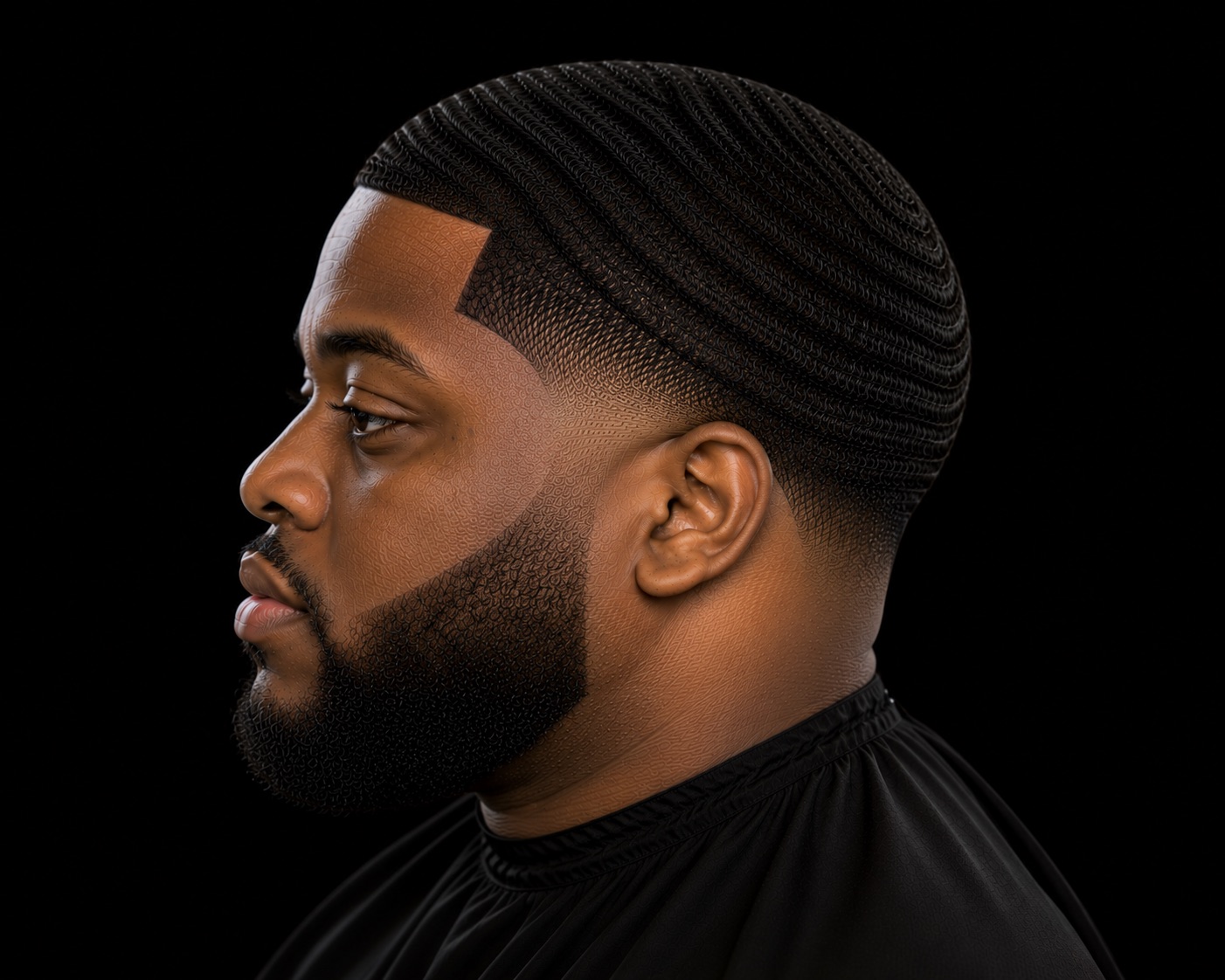 Deep 360 Waves With Bald Taper — side profile barber reference photo showing the fade line and top shape