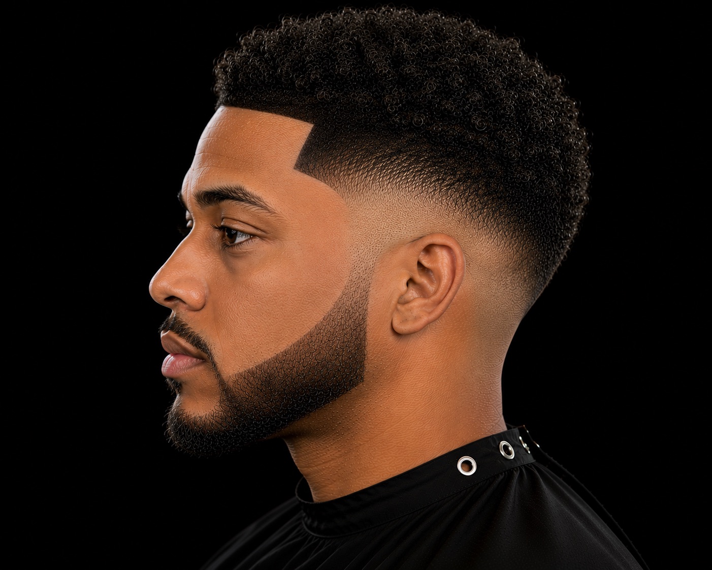 Drop Taper With Afro Crown — side profile barber reference photo showing the fade line and top shape