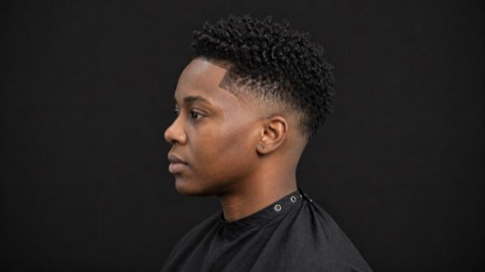 Coil Top Burst Fade With Squared Edge — barber reference photo