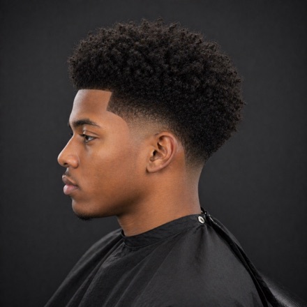 Blowout Temp Fade With Curly Top — barber reference photo