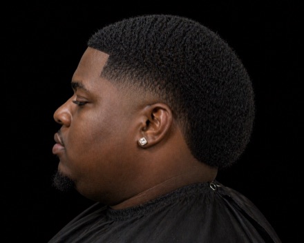 Rounded Afro Taper With Squared Front — barber reference photo