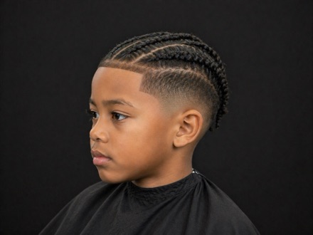Kids Cornrows With Faded Sides — barber reference photo