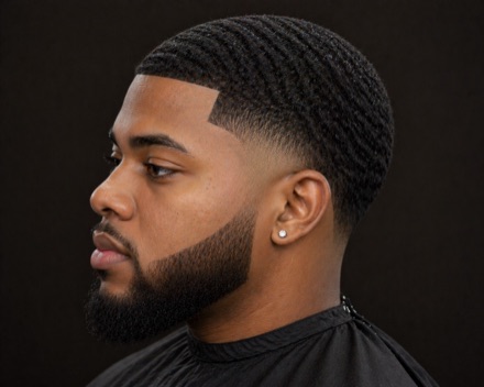 Waved Temple Taper With Beard Line — barber reference photo