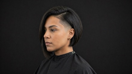 Angled Bob With Shaved Side Panel — barber reference photo