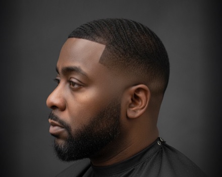 Low Fade With 360 Waves And Sharp Front Line — barber reference photo