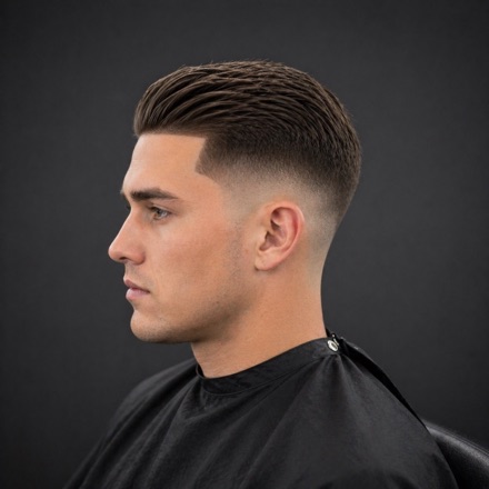 Mid Taper Fade With Slick Comb-Back — barber reference photo