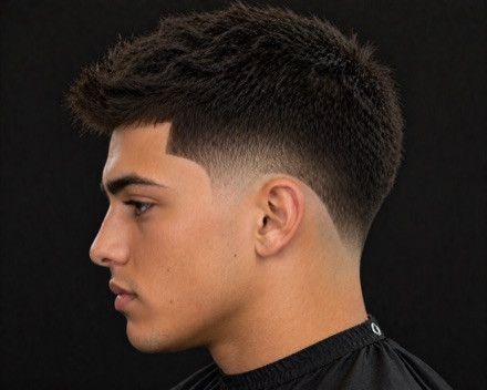 Spiky Textured Crop Temple Fade — barber reference photo