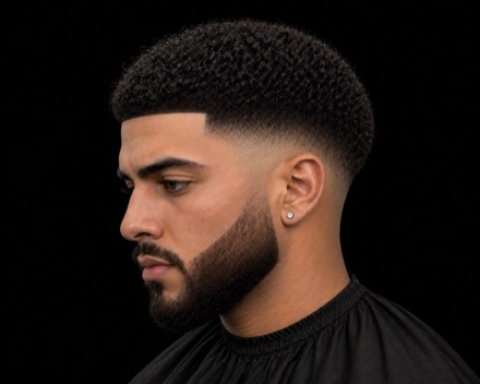 High Taper Fade with 360 Waves and Beard Blend — barber reference photo