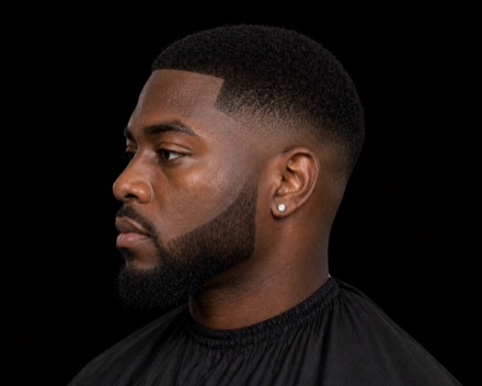 Low Fade Caesar With Full Connected Beard — barber reference photo