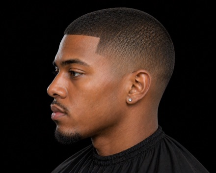 High Fade with Low-Cut Waves and Squared Line-Up — barber reference photo