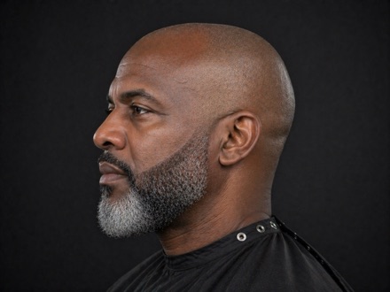 Shadow-Shaved Scalp with Short Grey Full Beard — barber reference photo