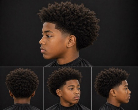Kids Tall Afro With Temple Line — barber reference photo