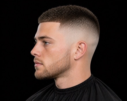 Skin Temple Fade Buzz Crop — barber reference photo