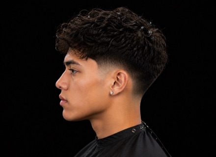 Loose Curl Drop Taper — barber reference photo