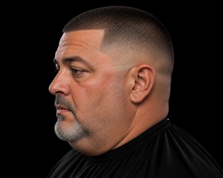 Induction Cut With High Bald Fade And Hard Part — barber reference photo
