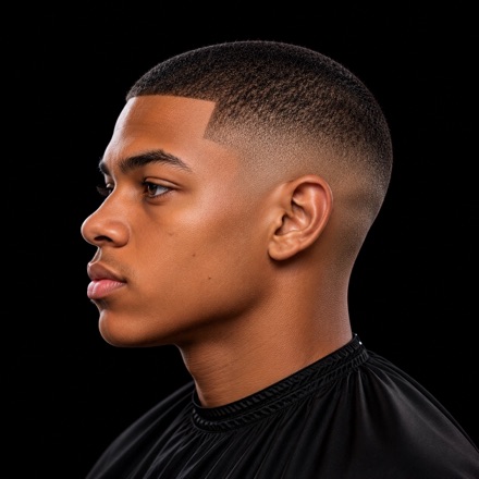 Short Coil Cut With Mid Bald Fade — barber reference photo