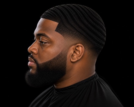 Wolfing Waves With Shadow Taper And Full Beard — barber reference photo