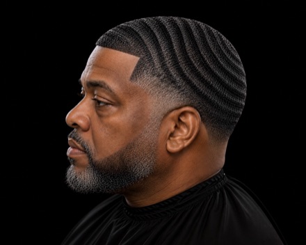 Spinner Waves With Blurry Bald Taper — barber reference photo