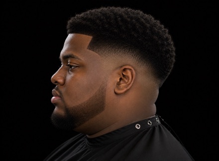 Low Burst Fade With Rounded Afro Top — barber reference photo