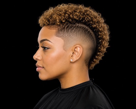 Curly Top Tapered Pixie With Shaved Sides — barber reference photo