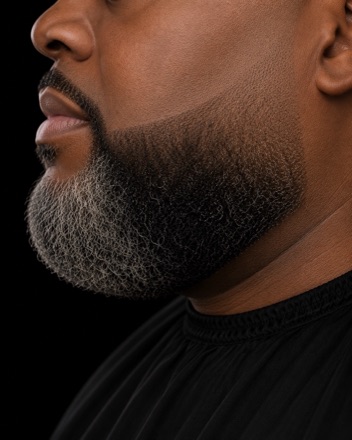 Full Beard With Faded Cheeks And Grey Chin — barber reference photo
