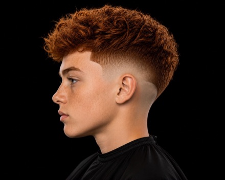 Burst Taper Curly Mop — barber reference photo