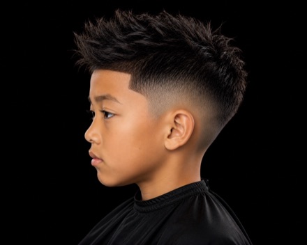 Kids Textured Spiky Top With Mid Fade — barber reference photo