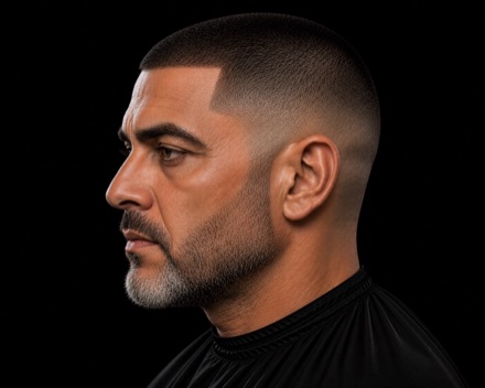 Induction Skin Fade With Squared Front — barber reference photo