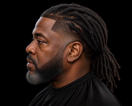 Cornrow-Fed Locs With Tapered Sides — barber reference photo